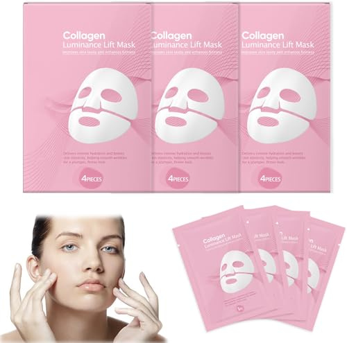 Quasi Bio Collagen Mask, 12 PCS Collagen Mask Overnight, Overnight Face Masks, Deep Hydration Lighten Fine Lines Facial Skin Care Moisturizing Improve Elasticity