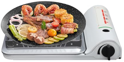 Gasspis campingkokare, gasspis, set, kompakt 1 brännare, utomhusgaspatronspis med bärväska för grillar, fester, däck, terrasser, restauranger med mera