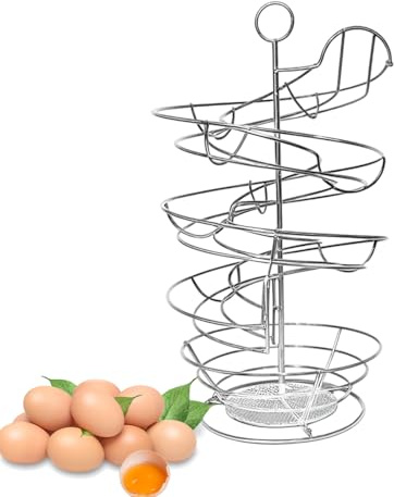 Huevera con cesta para huevos de banco | Organizador de alambre metálico para cocina, casa o apartamento con función contenedor de frutas
