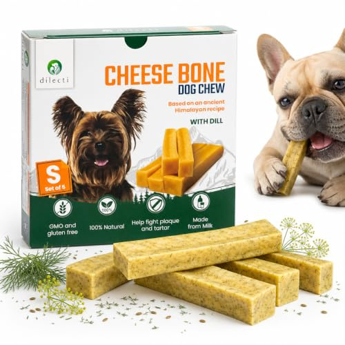Dilecti Ossi di Formaggio per Cani con Aneto – Snack e Masticativi Naturali per Igiene Dentale, Osso da Masticare, Giochi Naturali - Taglia L Confezione da 3 (Taglia S Confezione da 5)