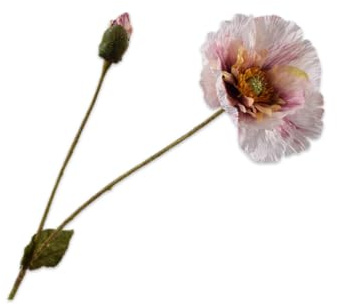 Silk-ka Kunstblume - Seidenblumen-Mohnzweig, lila-weiß, 74 cm, 2 Stück