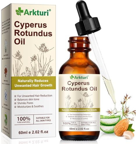 Huile de Souchet Anti Poils 60ml, Huile Cyperus Rotundus Oil, Huile Dépilatoire Naturelle, Réduction de la Repousse, Épilation Douce, Hydratante et Apaisante, Soin Corps & Visage Tous Types de Peaux