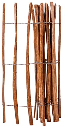 Valla de estacas de avellana, 120 x 250 cm, madera impregnada, valla duradera para jardín, estanque y parcela, protección visual natural, resistente a la putrefacción