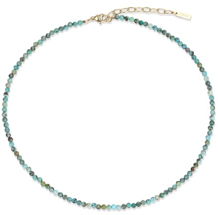 COAI Damen Edelstein Halskette mit 2 mm facettierten Afrikanischer Türkis-Perlen, Geschenkideen für Frauen