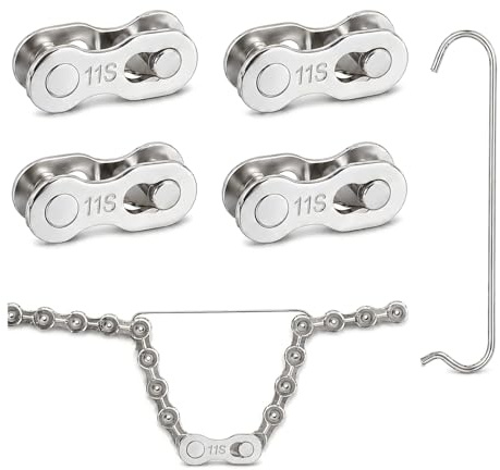 4 Pares de Eslabones Rápidos de Acero para Cadena de Bicicleta 11 Velocidades, Conectores Quick Link con Gancho de Cadena Inoxidable, Cierre Rápido para MTB, Carretera, Trekking y Reparación