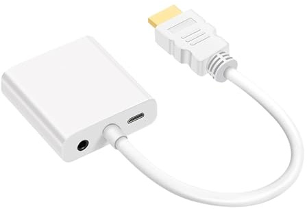 Convertitore cavo compatibile HDMI-VGA con adattatore di alimentazione audio HD 1080P for tablet laptop PC desktop proiettore TV(White)