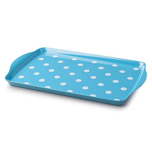 Zeal Plateau de service en mélamine à pois (38 x 24 cm) Aqua