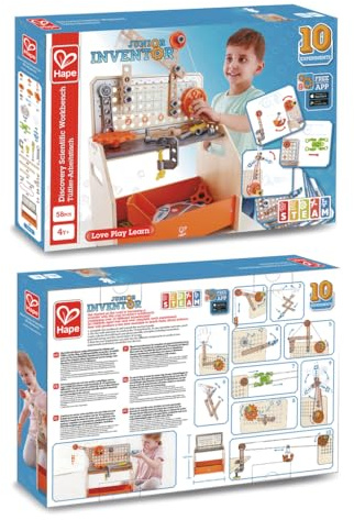 Hape Junior Inventor Tüftler-Arbeitstisch Experimentierset, Mint-Spielzeug, ab 4 Jahre