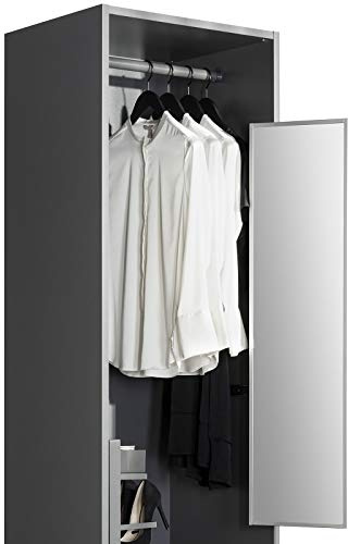 SOTECH Schrankspiegel anthrazit 1155 x 305 mm ausziehbar schwenkbar 180° | Teleskopspiegel Kleiderschrank-Spiegel