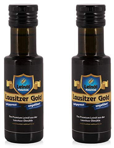 2 x Lausitzer Leinöl - Lausitzer Gold (kaltgepresstes ungefiltertes Premium Leinöl), 2x 105ml