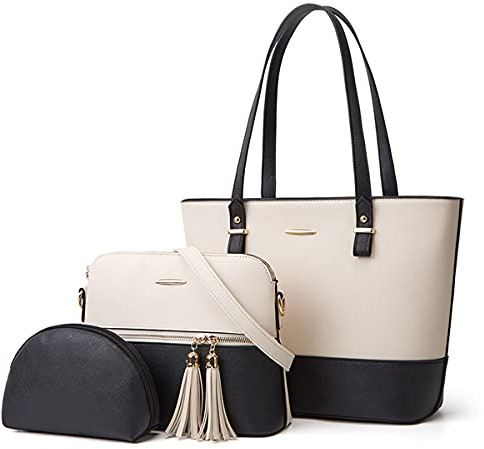 AioTio Handtasche Damen Groß Handtaschen Set Schultertasche Umhängetasche Tasche Damen Shopper Tote Taschen PU Leder Handtasche 4-teiliges Set Geschenke für Frauen