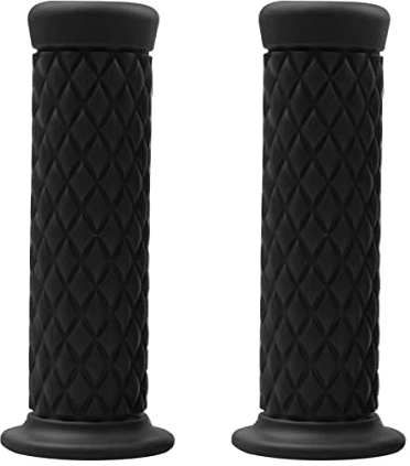 CGEAMDY 2 PCS Motorcycle Hand Grips, Non Slip Rubber Bar for 22mm/24mm Handles, Vintage Motorbike Thruster Grip, Handlebar for Hand Comfort, Universal for Motocross Scooter Dirt Bike(Black)