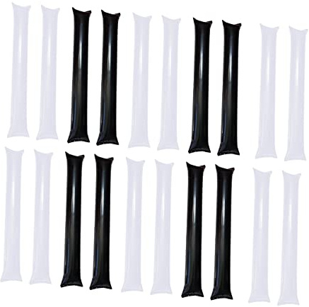 96 Pcs Inflatable Cheering Sticks for Concerts, Sports, Racing Events - Black and White Noise Makers - 23.62 Inch Bam Bam Spirit Sticks for Group Activities and Team Spirit