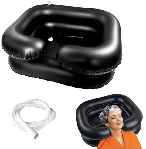 Haarwaschbecken für Bettlägerige, Aufblasbares Shampoo Becken, Shampoo Becken mit 1M Ablaufschlauch, Haare Waschen Für Bettlägerige,für Bettlägerige Schwangere Verletzte Postoperative Patientin