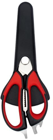 Multifunction Kitchen Scissors, 6-in-1 Stainless Steel Heavy Duty Kitchen Shears with Cover, Detachable Household Kitchen Scissors for Meat, Fish, Vegetable (Red)