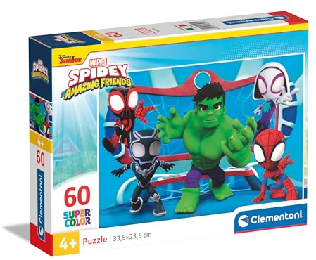 Clementoni Jigsaw Puzzle Marvel Spidey & Friends 60 Pieces - Supercolor Puzzle For Children 4-6 Years, Cartoon, Marvel, Gift For Boy/Girls, Puzzle For Kids, Made In Italy, 26595