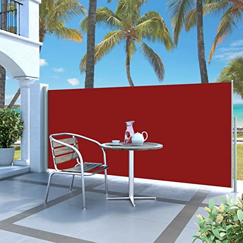 BaraSh Ausziehbare Seitenmarkise 140x300 cm Rot Sichtschutz Zaun Terrassen-Sichtschutz