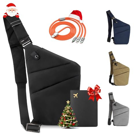 IUHFSIFS 2025 Upgrade Anti Theft Crossbody Bag Women【Ergonomics-Zero Burden】Anti Theft Travel Bag for Women & Men【Multi Pockets & Extremely Waterproof and Scratch-Resistant】Anti Theft Bag Black-Left