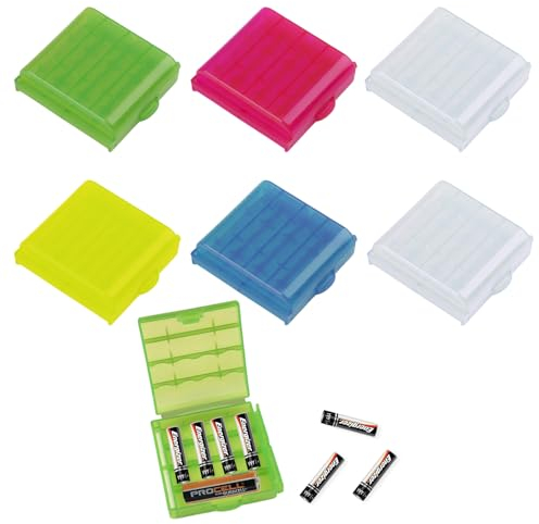 6PCS Batteriebox, Bunte Akkubox Batterie Schutz Aufbewahrung Für AA Akkus Und AAA Batterien, Robustes Kunststoffgehäuse Platzsparend Und Schützend (Ohne Akkus)