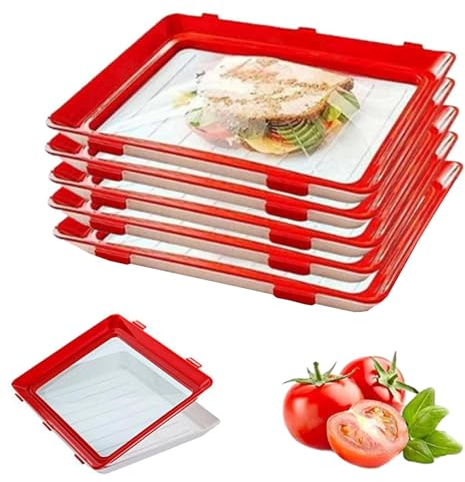 HUIKUANGEU Aufschnittboxen für Kühlschrank,5 Stück Food Preservation Tray,Wiederverwendbares Einmachtablett,Aufschnittbox Stapelbar,Wurst Aufbewahrung Kühlschrank,Frischhaltetablett,für Kühlschrank