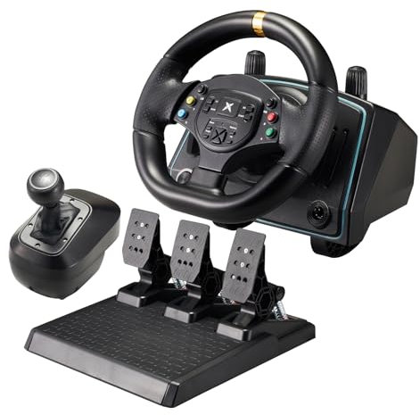 NBCP Racing Wheel and Pedals for Xbox Series X|S, Xbox One and PC, Racing wheel with clutch and shifter for Xbox One,PC Game Racing Wheels