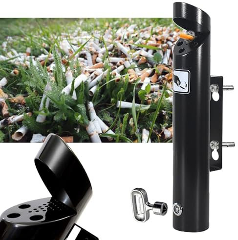 GUODDM Wandaschenbecher Für Draußen, Aschenbecher aus Edelstahl, Wand-Aschenbecher Edelstahl Outdoor Zigaretten-Aschenbecher Creative Public Smokeless Ash Tray Smoking Receptacles Abschließbar(A1)