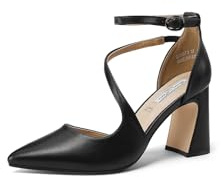 QUEEN HELENA Décolleté con Cinturino Scarpe con Tacco Alto Casual Eleganti Donna ZM9973 Nero 39