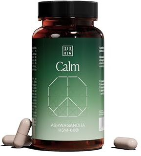 ZZEN Calm - Ashwagandha KSM-66 de 600 mg con Azafrán y Melissa, Extracto de la Raíz de Withania Somnifera, 60 Cápsulas Veganas y Naturales, Suplemento Adaptógeno