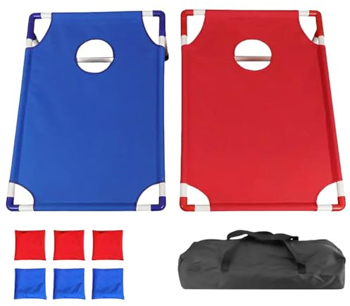 Tragbar Cornhole Spiel Outdoor, 58 X 51cm Cornhole Spielbrett Mit 8 Bohnensäcke Und Tragetasche Für Kinder/Erwachsene, Hinterhof, Rasen, Spiele Camping Corn Hole Strandspiele