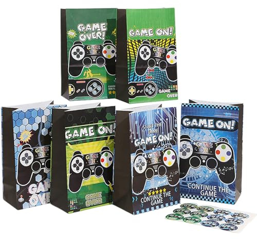Bikasun 12 Stück Videospiel Partytüten, Spiel Geschenktasche Geschenktüten