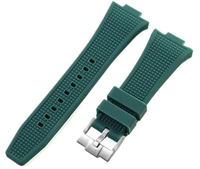 PNESHGTT Kompatibelt med Tissot PRX klockarmband Super Player T137.407-410 gummi, silikon, icke-askfärgat klockarmband 26-12 mm klocktillbehör(Green Silver buckle)