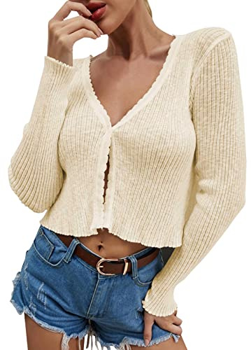 Cardigan med knappar damrockar och jackor vit cardigan damkoftor lång sommar för kvinnor UK stickad trenchcoat damjacka solid långärmad klassisk v-ringad stickad tröja, BEIgE, S