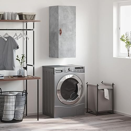 Nqyjm - Mueble de almacenamiento suspendido con estantes y puerta de armario para pared, color gris hormigón, 34,5 x 34 x 90 cm, armario flotante, pared para cocina, cuarto de baño, salón, modelo 1