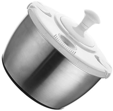 AUNMAS 5L Salad Spinner, Stainless Steel Lettuce Washer, Easy Manual Operation, Perfect for Kitchen Use with Fruits and Vegetables