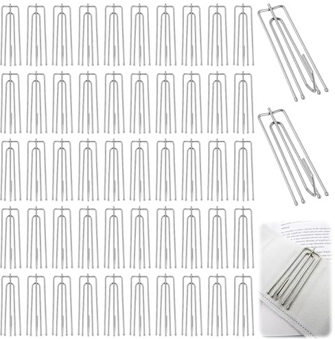 50 Piezas Gancho Cortina, Gancho Pliegue Metal de Acero Inoxidable con Cuatro Dientes, para Colgar Y Sostener Las Cortinas, Adecuados para Cortinas de Ducha Y Todo Tipo de Cortinas Domésticas