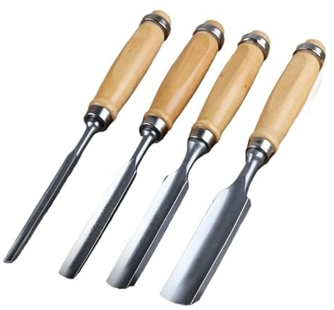 4PCS Gouge à sculpter le bois pour cuillères et bols, acier au carbone, manche ergonomique 6+12+18+24MM(B)