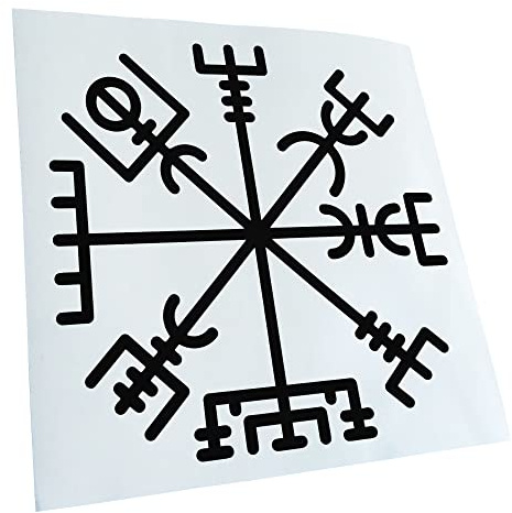 Kiwistar - Autoaufkleber - Schwarz - 10x10cm Vegvisir - Runic Compass - Heckscheibe Auto Aufkleber wetterfest für Kfz LKW Mofa Truck - Sticker außen selbstklebend Tuning Zubehör für Fenster Fahrzeug