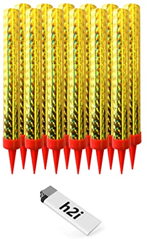 h2i Eissterne I 12 Stück - echte 60 Sek. Brenndauer | Eisfontäne, Sprühkerze und Sternenspritzer | Highlight jeder Party, Hochzeit, Geburtstag | Deko für Flaschen | Kat F1