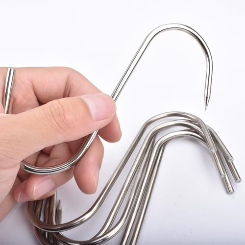Alele Ganchos de carne de acero inoxidable de 5 pulgadas para barbacoa, colgar, ahumar, carnicería, parrilla, juego de 6 unidades (gancho de carne de 5 pulgadas)