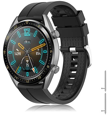 Topsic rem kompatibel med Huawei Watch GT 2/Watch GT mode/sport/aktiv/elegant/Classic/Gear S3 Frontier/Galaxy Watch 46 mm/S3 Classic, 22 mm silikon klockarmband enkel passform ersättningsremmar