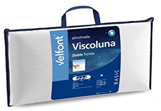 Velfont -Almohada viscoelástica Viscoluna con Tejido gofrado de Microfibra Tacto Seda con Cremallera. (Blanco, 90 cm)