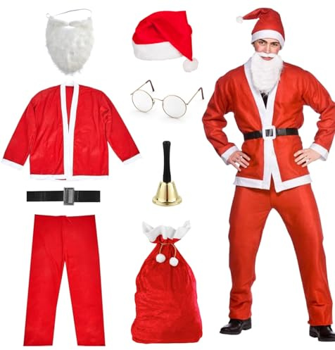TK Gruppe Timo Klingler 8 in 1 Nikolauskostüm - Einheitsgröße - Weihnachtsmannkostüm - Santa Costume - für Weihnachten - Kostüm für Nikolaus - Weihnachtsmann - Santa Claus - Herren/Erwachsene