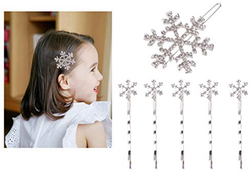 Minkissy Schneeflocke Haarspangen 6 Stück Weihnachtskristall Haarnadeln Winter Schneeflocke Haarnadeln für Haarstyling (Weiß)