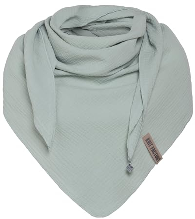 KNIT FACTORY - Liv Dreieckstuch - Tuch Schal für Damen - Weiches Musselintuch - Für Frühling und Sommer - 100% Bio-Baumwolle - Vintage green