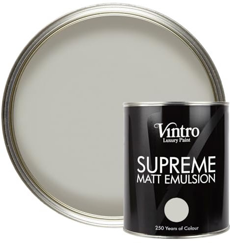 Vintro | Luxury Matt Emulsion | Smooth Chalky Finish | Multi Surface Paint | for Walls, Ceilings, Wood and Metal (Light Grey) 1L
