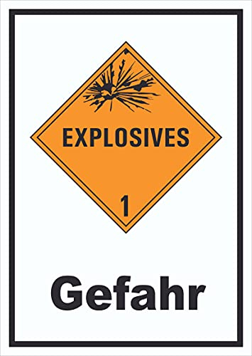 HB-Druck Schild Explosionsgefahr Gefahr Explosives hochkant A1 Rückseite selbstklebend