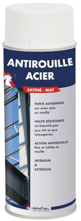 Metaltop - Antirouille Acier - Gris fenêtre - RAL 7040 - Bombe 400 ml - Sous-couche de protection contre la corrosion pour fer et métal brut