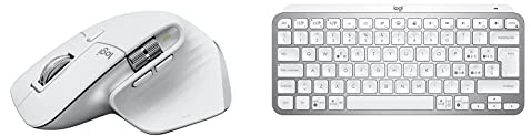 Logitech MX Master 3S - Mouse Wireless ad Alte Prestazioni, Scorrimento Ultraveloce, Ergo, 8K DPI, Tracciamento su Vetro, Clic Silenziosi- Grigio chiaro & MX Keys Mini Tastiera Illuminata Wireless
