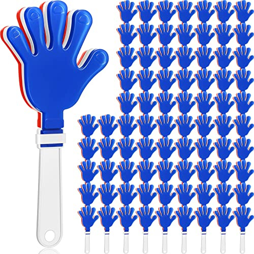 Honoson 80 Pcs Hand Clapper Bulk Noise Makers Party Favors 7.5 Inch Plastic Clapping Hands Noisemakers Blue White Red Game Accessories Noise Makers Sporting Events Game Birthday Supplies