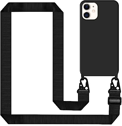Tawarror Handyband für iPhone 11 Hülle mit Band, Handyhülle für iPhone 11 Case Silikon mit Kette Stoßfest Schutzhülle mit Weichem Mikrofaser-Innenfutter, Kordel zum Umhängen, Schwarz